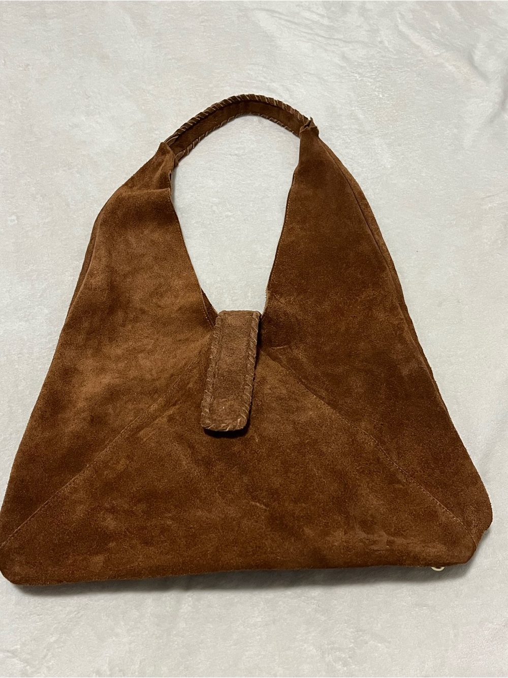 Haute Hippie Triangle Suede Hobo Purse 100% Leather
